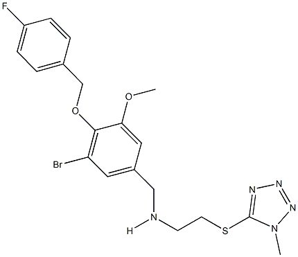 N-{3-bromo-4-[(4-fluorobenzyl)oxy]-5-methoxybenzyl}-N-{2-[(1-methyl-1H-tetraazol-5-yl)sulfanyl]ethyl}amine Struktur