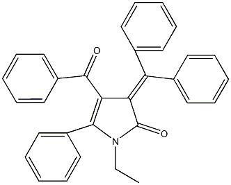 4-benzoyl-3-(diphenylmethylene)-1-ethyl-5-phenyl-1,3-dihydro-2H-pyrrol-2-one Struktur