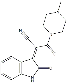 3-(4-methyl-1-piperazinyl)-3-oxo-2-(2-oxo-1,2-dihydro-3H-indol-3-ylidene)propanenitrile Struktur