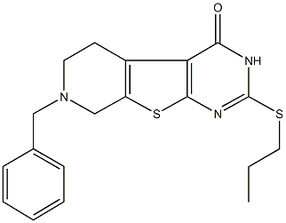 7-benzyl-2-(propylsulfanyl)-5,6,7,8-tetrahydropyrido[4',3':4,5]thieno[2,3-d]pyrimidin-4(3H)-one Struktur