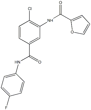 N-{2-chloro-5-[(4-fluoroanilino)carbonyl]phenyl}-2-furamide Struktur