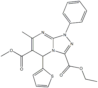 3-ethyl 6-methyl 7-methyl-1-phenyl-5-(2-thienyl)-1,5-dihydro[1,2,4]triazolo[4,3-a]pyrimidine-3,6-dicarboxylate Struktur