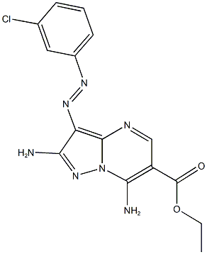 ethyl 2,7-diamino-3-[(3-chlorophenyl)diazenyl]pyrazolo[1,5-a]pyrimidine-6-carboxylate Struktur