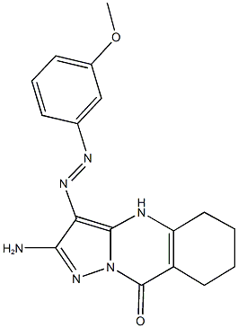 2-amino-3-[(3-methoxyphenyl)diazenyl]-5,6,7,8-tetrahydropyrazolo[5,1-b]quinazolin-9(4H)-one Struktur