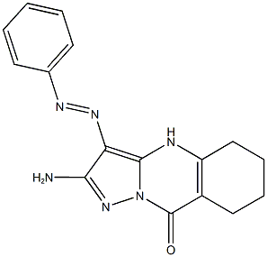 2-amino-3-(phenyldiazenyl)-5,6,7,8-tetrahydropyrazolo[5,1-b]quinazolin-9(4H)-one Struktur