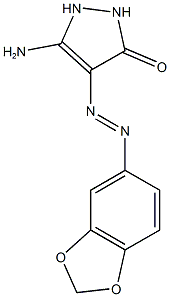 5-amino-4-(1,3-benzodioxol-5-yldiazenyl)-1,2-dihydro-3H-pyrazol-3-one Struktur