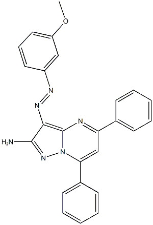 3-[(3-methoxyphenyl)diazenyl]-5,7-diphenylpyrazolo[1,5-a]pyrimidin-2-amine Struktur