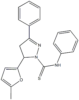 5-(5-methyl-2-furyl)-N,3-diphenyl-4,5-dihydro-1H-pyrazole-1-carbothioamide Struktur