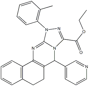 ethyl 11-(2-methylphenyl)-7-(3-pyridinyl)-5,6,7,11-tetrahydrobenzo[h][1,2,4]triazolo[3,4-b]quinazoline-9-carboxylate Struktur