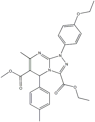 3-ethyl 6-methyl 1-(4-ethoxyphenyl)-7-methyl-5-(4-methylphenyl)-1,5-dihydro[1,2,4]triazolo[4,3-a]pyrimidine-3,6-dicarboxylate Struktur