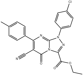 ethyl 1-(4-chlorophenyl)-6-cyano-7-(4-methylphenyl)-5-oxo-1,5-dihydro[1,2,4]triazolo[4,3-a]pyrimidine-3-carboxylate Struktur