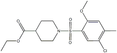 ethyl 1-[(5-chloro-2-methoxy-4-methylphenyl)sulfonyl]-4-piperidinecarboxylate Struktur