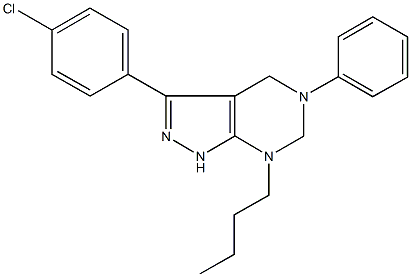 7-butyl-3-(4-chlorophenyl)-5-phenyl-4,5,6,7-tetrahydro-1H-pyrazolo[3,4-d]pyrimidine Struktur