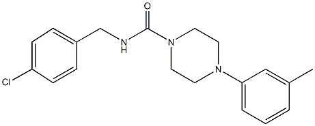 N-(4-chlorobenzyl)-4-(3-methylphenyl)-1-piperazinecarboxamide Struktur