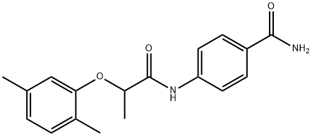 4-{[2-(2,5-dimethylphenoxy)propanoyl]amino}benzamide Struktur