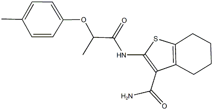 2-{[2-(4-methylphenoxy)propanoyl]amino}-4,5,6,7-tetrahydro-1-benzothiophene-3-carboxamide Struktur