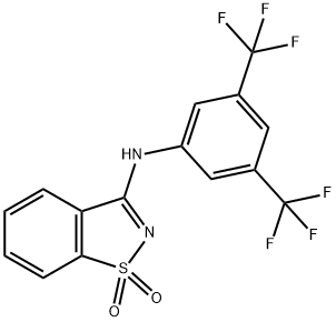 N-[3,5-bis(trifluoromethyl)phenyl]-N-(1,1-dioxido-1,2-benzisothiazol-3-yl)amine Struktur