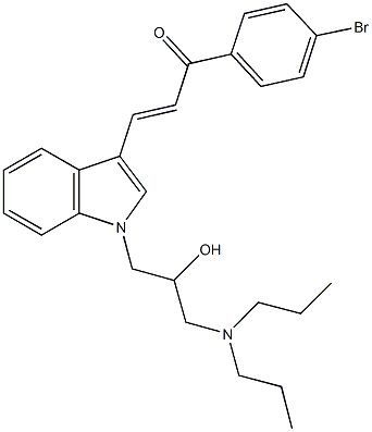 1-(4-bromophenyl)-3-{1-[3-(dipropylamino)-2-hydroxypropyl]-1H-indol-3-yl}-2-propen-1-one Struktur