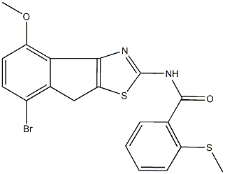 N-(7-bromo-4-methoxy-8H-indeno[1,2-d][1,3]thiazol-2-yl)-2-(methylsulfanyl)benzamide Struktur