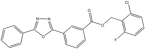 2-chloro-6-fluorobenzyl 3-(5-phenyl-1,3,4-oxadiazol-2-yl)benzoate Struktur