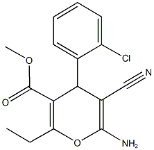 methyl 6-amino-4-(2-chlorophenyl)-5-cyano-2-ethyl-4H-pyran-3-carboxylate Struktur