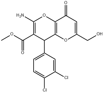 methyl 2-amino-4-(3,4-dichlorophenyl)-6-(hydroxymethyl)-8-oxo-4,8-dihydropyrano[3,2-b]pyran-3-carboxylate Struktur