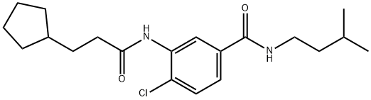 4-chloro-3-[(3-cyclopentylpropanoyl)amino]-N-isopentylbenzamide Struktur