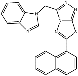 1-{[6-(1-naphthyl)[1,2,4]triazolo[3,4-b][1,3,4]thiadiazol-3-yl]methyl}-1H-benzimidazole Struktur