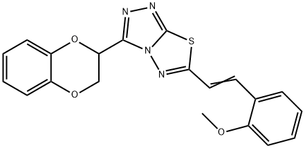 2-{2-[3-(2,3-dihydro-1,4-benzodioxin-2-yl)[1,2,4]triazolo[3,4-b][1,3,4]thiadiazol-6-yl]vinyl}phenyl methyl ether Struktur