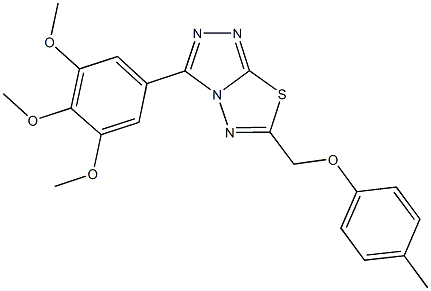 6-[(4-methylphenoxy)methyl]-3-(3,4,5-trimethoxyphenyl)[1,2,4]triazolo[3,4-b][1,3,4]thiadiazole Struktur