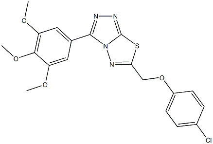 6-[(4-chlorophenoxy)methyl]-3-(3,4,5-trimethoxyphenyl)[1,2,4]triazolo[3,4-b][1,3,4]thiadiazole Struktur