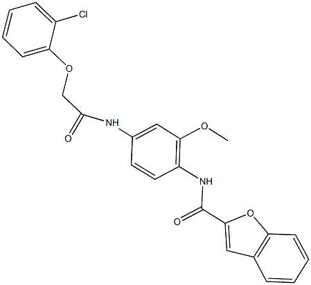 N-(4-{[(2-chlorophenoxy)acetyl]amino}-2-methoxyphenyl)-1-benzofuran-2-carboxamide Struktur