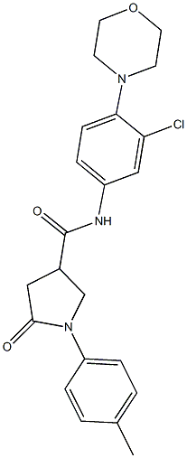 N-[3-chloro-4-(4-morpholinyl)phenyl]-1-(4-methylphenyl)-5-oxo-3-pyrrolidinecarboxamide Struktur