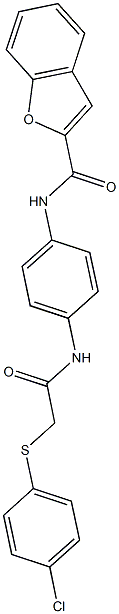 N-[4-({2-[(4-chlorophenyl)sulfanyl]acetyl}amino)phenyl]-1-benzofuran-2-carboxamide Struktur