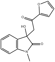 3-[2-(2-furyl)-2-oxoethyl]-3-hydroxy-1-methyl-1,3-dihydro-2H-indol-2-one Struktur