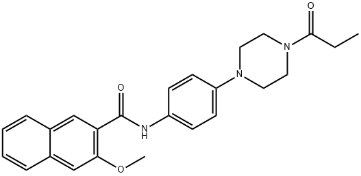 3-methoxy-N-[4-(4-propionyl-1-piperazinyl)phenyl]-2-naphthamide Struktur