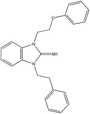 1-(2-phenoxyethyl)-3-(2-phenylethyl)-1,3-dihydro-2H-benzimidazol-2-imine Struktur