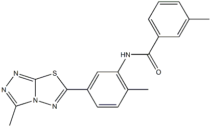 3-methyl-N-[2-methyl-5-(3-methyl[1,2,4]triazolo[3,4-b][1,3,4]thiadiazol-6-yl)phenyl]benzamide Struktur