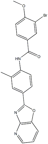 3-bromo-4-methoxy-N-(2-methyl-4-[1,3]oxazolo[4,5-b]pyridin-2-ylphenyl)benzamide Struktur