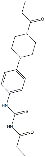 N-propionyl-N'-[4-(4-propionyl-1-piperazinyl)phenyl]thiourea Struktur