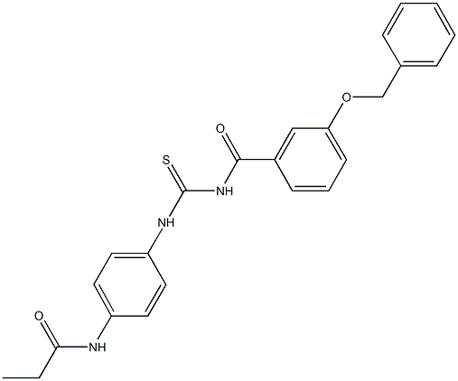 N-{4-[({[3-(benzyloxy)benzoyl]amino}carbothioyl)amino]phenyl}propanamide Struktur