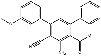 7-amino-9-(3-methoxyphenyl)-6-oxo-6H-benzo[c]chromene-8-carbonitrile Struktur