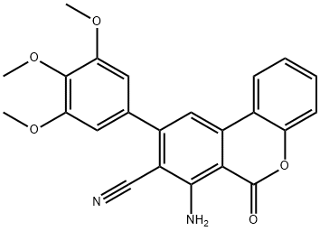 7-amino-6-oxo-9-(3,4,5-trimethoxyphenyl)-6H-benzo[c]chromene-8-carbonitrile Struktur