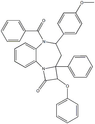 5-benzoyl-4-(4-methoxyphenyl)-2-phenoxy-2a-phenyl-2a,3,4,5-tetrahydroazeto[1,2-a][1,5]benzodiazepin-1(2H)-one Struktur