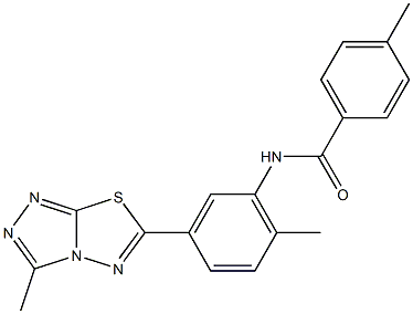 4-methyl-N-[2-methyl-5-(3-methyl[1,2,4]triazolo[3,4-b][1,3,4]thiadiazol-6-yl)phenyl]benzamide Struktur