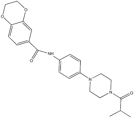 N-[4-(4-isobutyryl-1-piperazinyl)phenyl]-2,3-dihydro-1,4-benzodioxine-6-carboxamide Struktur