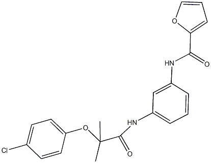 N-(3-{[2-(4-chlorophenoxy)-2-methylpropanoyl]amino}phenyl)-2-furamide Struktur