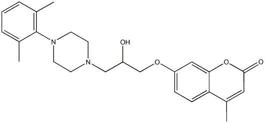 7-{3-[4-(2,6-dimethylphenyl)-1-piperazinyl]-2-hydroxypropoxy}-4-methyl-2H-chromen-2-one Struktur