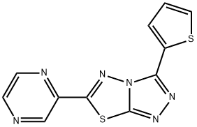 6-(2-pyrazinyl)-3-(2-thienyl)[1,2,4]triazolo[3,4-b][1,3,4]thiadiazole Struktur