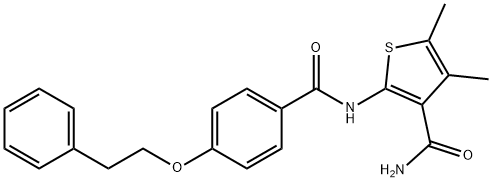 4,5-dimethyl-2-{[4-(2-phenylethoxy)benzoyl]amino}-3-thiophenecarboxamide Struktur